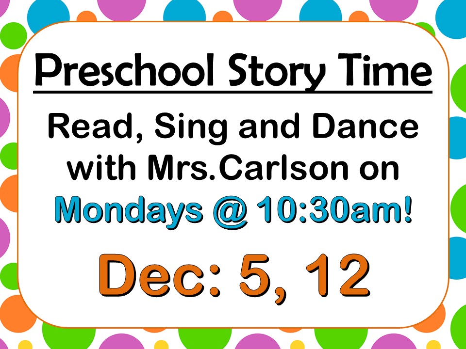 Preschool Story time Dec 2022